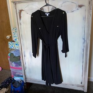 Black tie waist dress